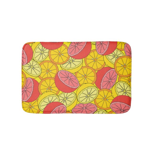Citrus Fruits Bright Seamless Pattern Bath Mat (Front)