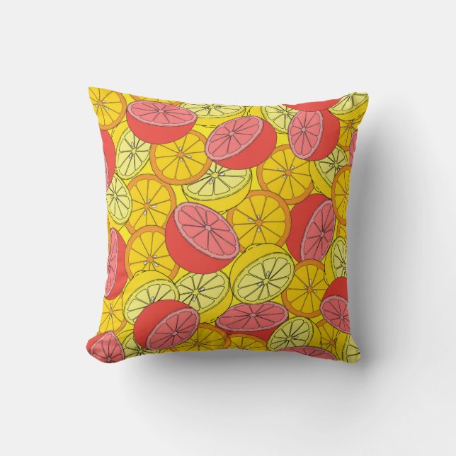 Citrus Fruits Bright Seamless Pattern Cushion (Front)