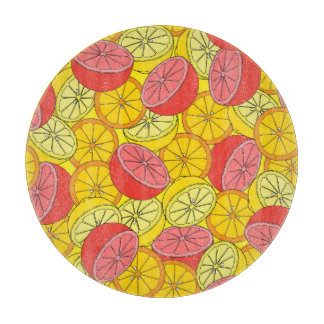 Citrus Fruits Bright Seamless Pattern Cutting Board