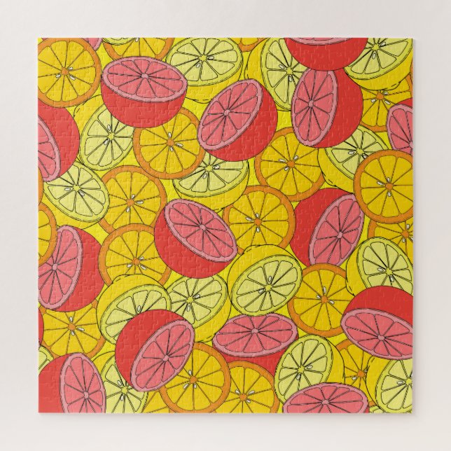 Citrus Fruits Bright Seamless Pattern Jigsaw Puzzle (Vertical)