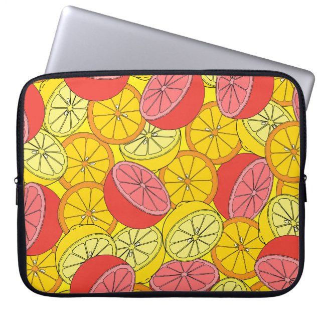 Citrus Fruits Bright Seamless Pattern Laptop Sleeve (Front)