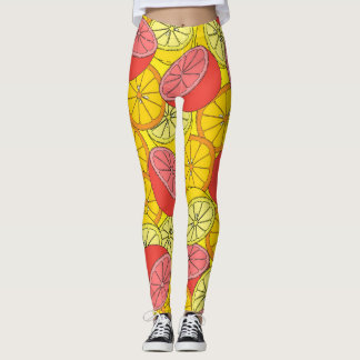 Citrus Fruits Bright Seamless Pattern Leggings