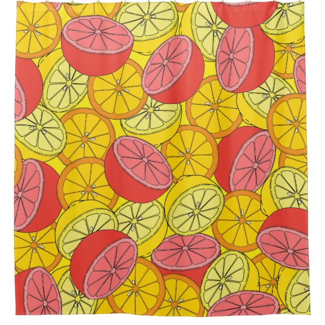 Citrus Fruits Bright Seamless Pattern Shower Curtain (Front)