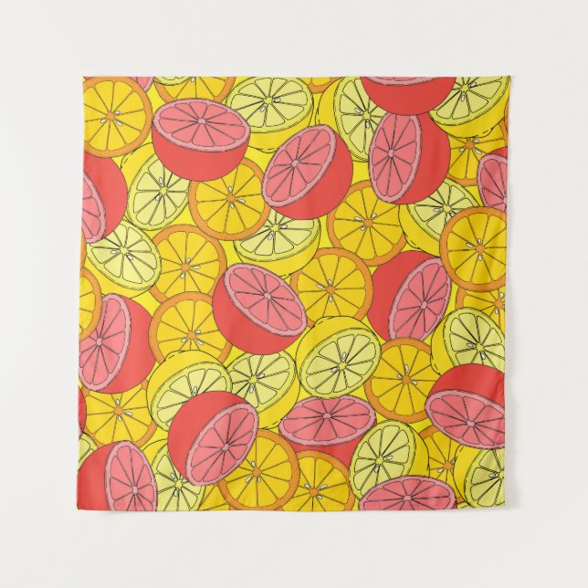 Citrus Fruits Bright Seamless Pattern Tapestry (Front)