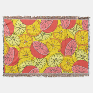 Citrus Fruits Bright Seamless Pattern Throw Blanket