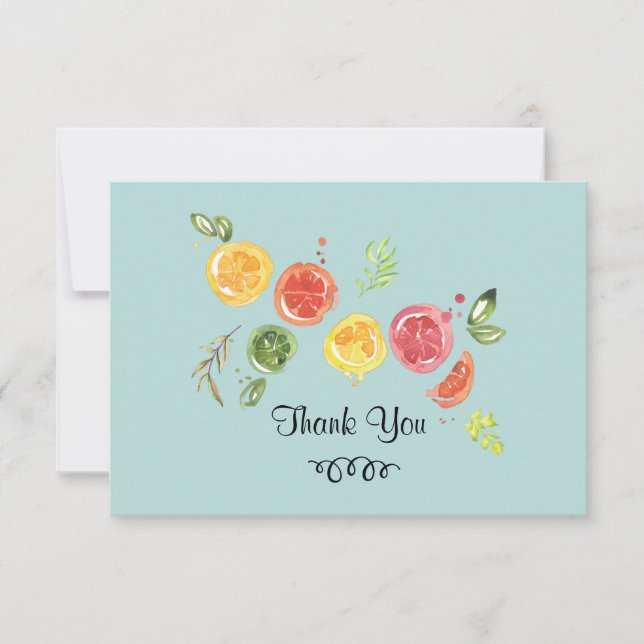 Citrus Fruits in Watercolor Thank You (Front)