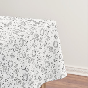 Citrus fruits Lemon Black Hand drawn Modern. Tablecloth