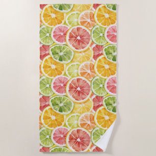 Citrus Fruits Lime Lemon Orange Grapefruit Beach Towel