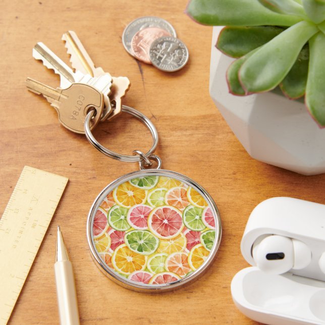 Citrus Fruits Lime Lemon Orange Grapefruit Key Ring (Desk)