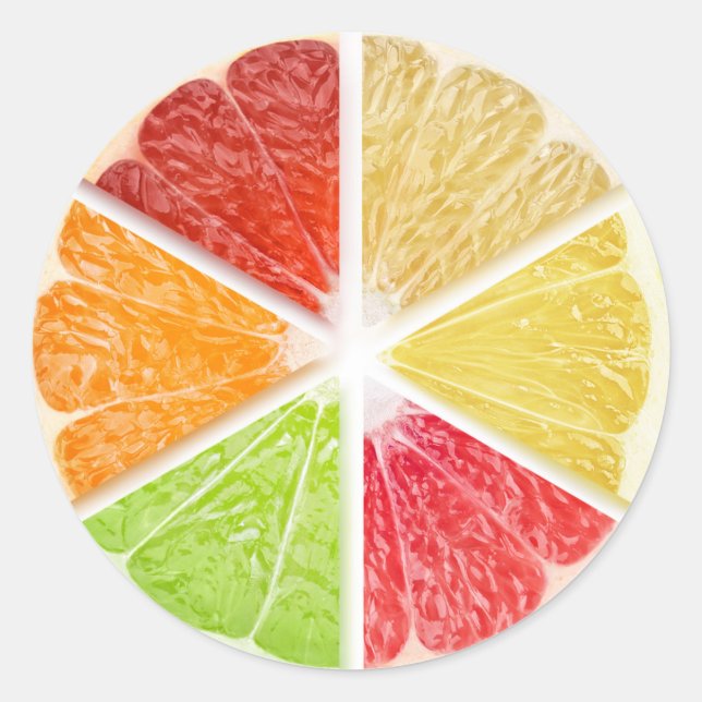 Citrus fruits slices classic round sticker (Front)
