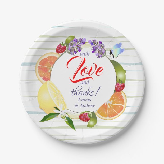 Citrus Fruits | Thank You Paper Plate (Front)