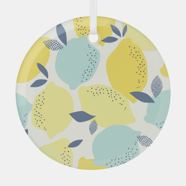 Citrus fruits, vibrant seamless pattern. glass tree decoration (Front)