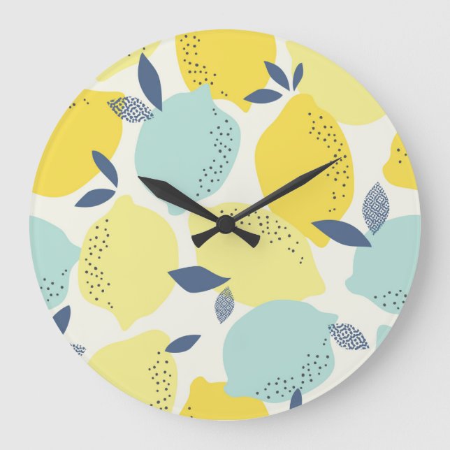 Citrus fruits, vibrant seamless pattern. large clock (Front)