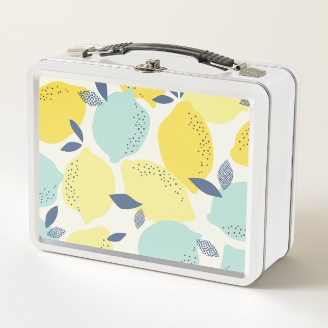 Citrus fruits, vibrant seamless pattern. metal lunch box (Front)
