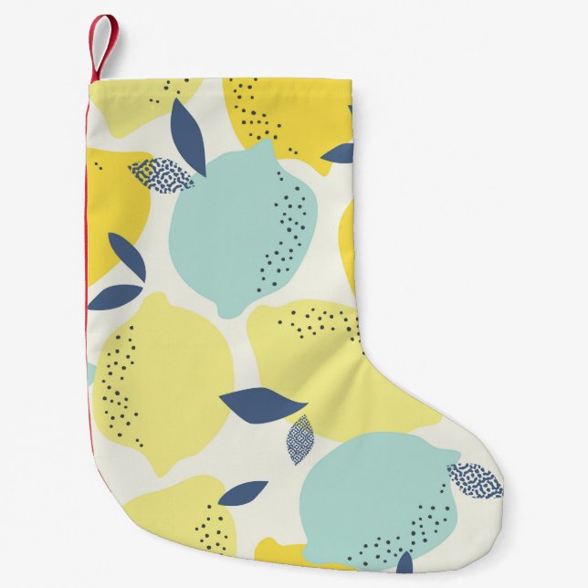Citrus fruits, vibrant seamless pattern. small christmas stocking (Front)