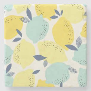 Citrus fruits, vibrant seamless pattern. stone coaster