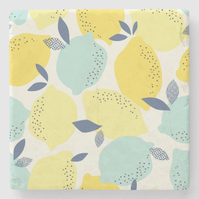 Citrus fruits, vibrant seamless pattern. stone coaster (Front)