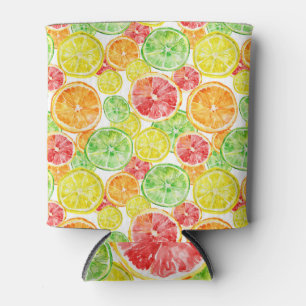 Citrus fruits: vibrant three-colour watercolor pat can cooler