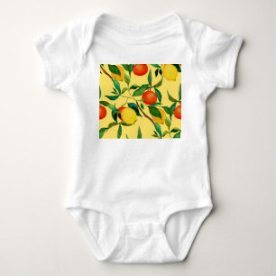 Citrus fruits, vibrant watercolor pattern. baby bodysuit