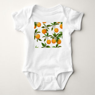 Citrus Fruits: Vintage Digital Illustration Baby Bodysuit