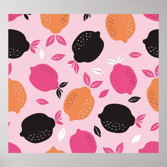 Citrus fruits, vintage textile pattern. poster (Front)