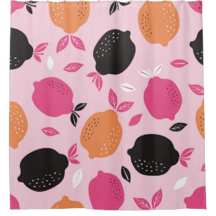 Citrus fruits, vintage textile pattern. shower curtain