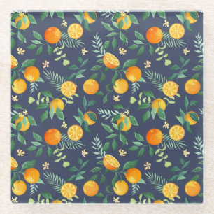 Citrus Fusion: Oranges with Tropical Flair Glass Coaster