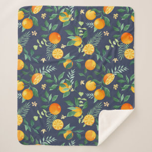 Citrus Fusion: Oranges with Tropical Flair Sherpa Blanket