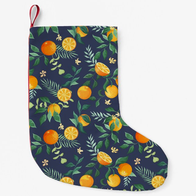 Citrus Fusion: Oranges with Tropical Flair Small Christmas Stocking (Front)