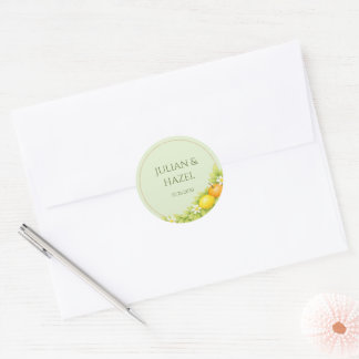 Citrus Garden Orange & Lemon Wedding Classic Round Sticker