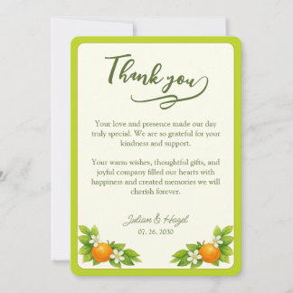 Citrus Garden Orange & Lemon Wedding Thank You Card