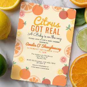 Citrus Got Real Fruit Summer Baby Shower Invitation