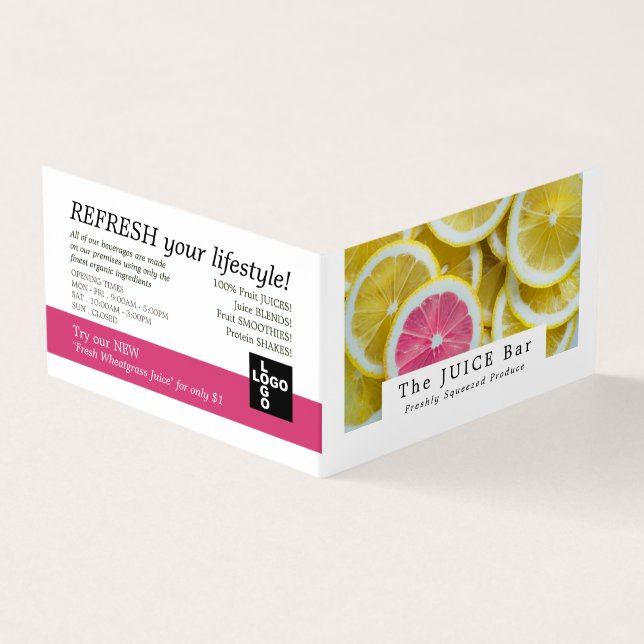 Citrus Grapefruit Slices, Juice Bar, Detailed Business Card (Outside)