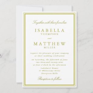 Citrus Green Border Wedding Invitation