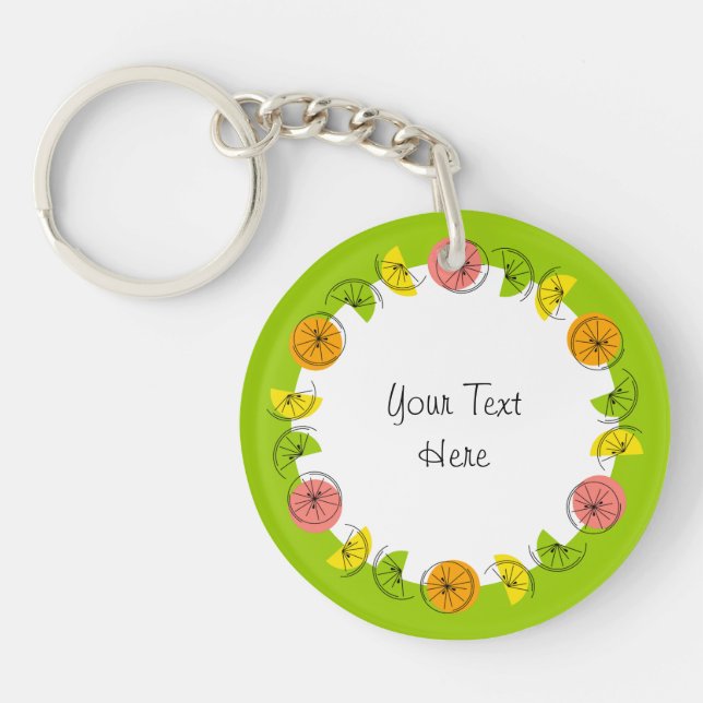 Citrus Green Circle Monogram double-sided Key Ring (Front)