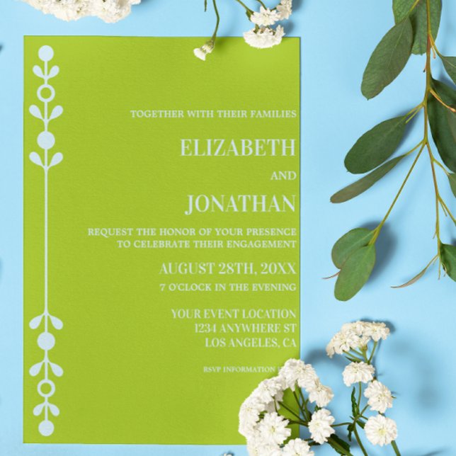 Citrus Green & Coastal Blue Engagement Party Invitation (Creator Uploaded)