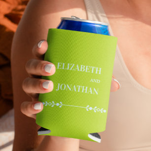 Citrus Green & Coastal Blue Wedding Can Cooler