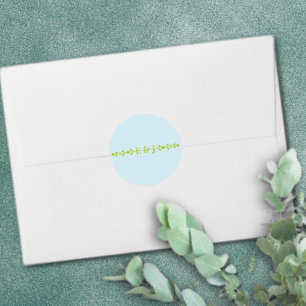 Citrus Green & Coastal Blue Wedding Classic Round Sticker