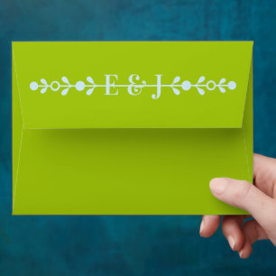 Citrus Green & Coastal Blue Wedding Envelope