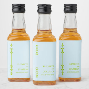 Citrus Green & Coastal Blue Wedding Liquor Bottle Label