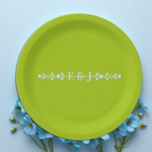 Citrus Green & Coastal Blue Wedding Paper Plate