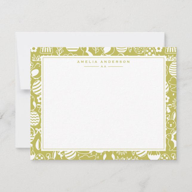 Citrus Green Easter Egg Frame Note Card (Front)