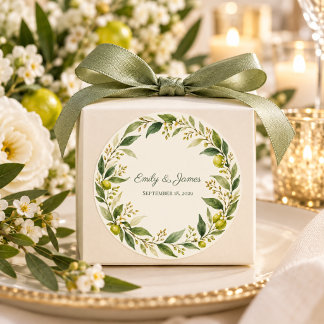 Citrus Green Modern Botanical Wedding Favour label