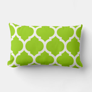 Citrus Green Moroccan Lattice Quatrefoil Pattern Lumbar Cushion