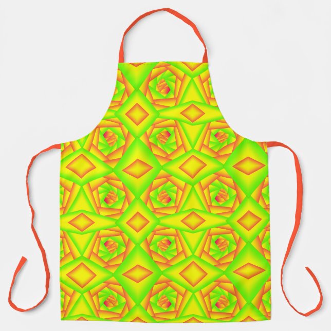 Citrus Green Orange Yellow Ombre Abstract Design  Apron (Front)