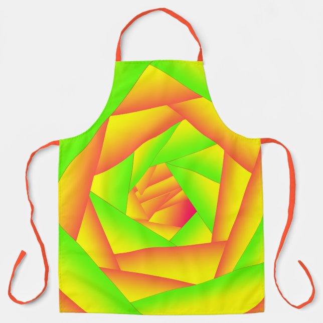 Citrus Green Orange Yellow Ombre Abstract Design  Apron (Front)