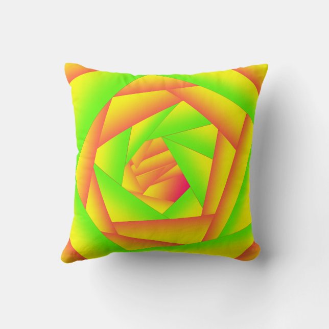 Citrus Green Orange Yellow Ombre Abstract Design  Cushion (Back)