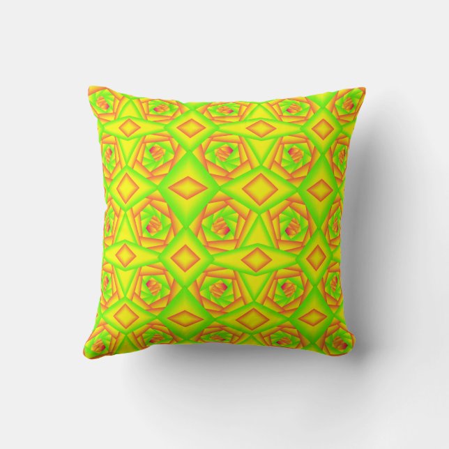 Citrus Green Orange Yellow Ombre Abstract Design  Cushion (Back)