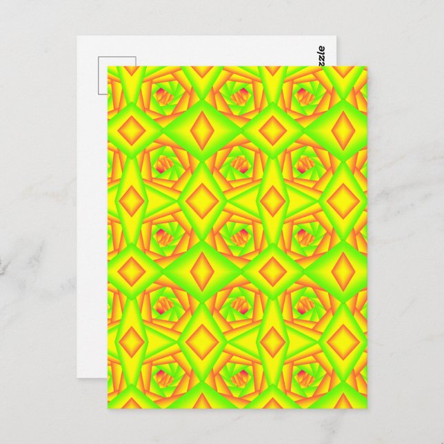 Citrus Green Orange Yellow Ombre Abstract Design  Postcard (Front/Back)