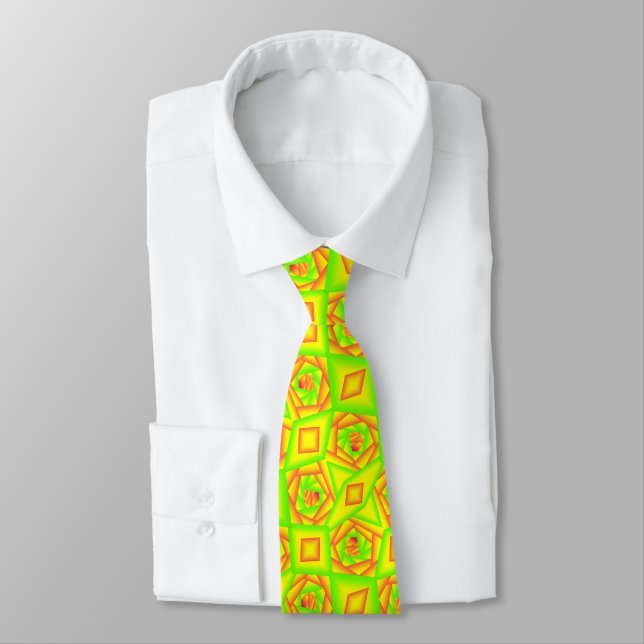 Citrus Green Orange Yellow Ombre Abstract Design  Tie (Tied)